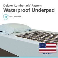 Waterproof Underpad Washable Sheet Protector - Printed Lumberjack Plaid Pattern (34x36in)