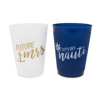 Let's Get Nauti Bachelorette Party Cups by Stag & Hen | 15 Pack with Bonus Cup for The Bride | 16 oz. | Nautical Bachelorette Party Cups, Decorations, Supplies