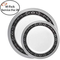 Tiger Chef Plastic Plate Set, Service For 20 Guests Includes 20 10.75-inch Dinner Plates and 20 7-inch Salad Plates Disposable Reusable BPA Free