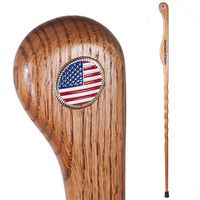 Brazos 55" Handcrafted Oak Wood Walking and Hiking Stick, US Flag Legacy Staff, Made in the USA