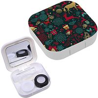 Portable Contact Lens Case Box Travel Kit Mirror + Bottle + Tweezers Container Holder [ Merry Christmas Gold ]