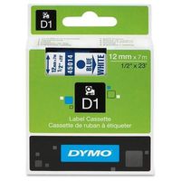 45014 Dymo Blue on White D1 Label Tape - 0.50" Width x 23 ft Length - 1 Each - Polyester - Thermal Transfer - White
