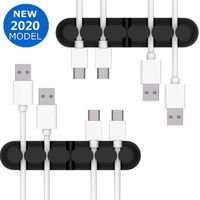 Sehrgud 2Pcs 5-Slot Cable Cord Management Cable Organizer Silicon Cable Holder Clip Adhesive Desk Wire Cord Holder for Power Cords and Charging Accessory Cables, Mouse Cable, PC, Office and Home