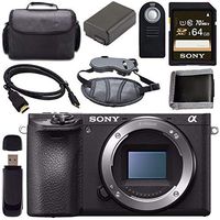 Sony ILCE6500/B Alpha a6500 Mirrorless Digital Camera (Body Only) + NP-FW50 Lithium Ion Battery + Sony 64GB SDXC Card + Mini HDMI Cable + Carrying Case + Remote + Memory Card Wallet Bundle