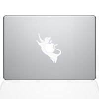 The Decal Guru 2089-MAC-11A-W Cat Decal Vinyl Sticker, White, 11" MacBook Air