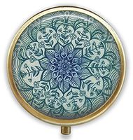 Natural Eco Personalized Design Round Bronze Pill Box Pocket 2.1 inches - 3 Compartments Pill Box/Pill Case Pocket