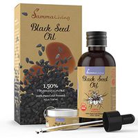 Samma Living 1.5% Thymoquinone Organic Black Seed Oil, 100% Pure Cold Pressed, with Full Size Dropper and 1oz Moisturizer, Raw, Nigella Sativa, 8oz Glass Bottle
