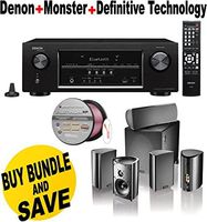 Denon AVR-S510BT 5.2 Channel Full 4K Ultra HD A/V Receiver with Bluetooth + Definitive Technology Pro Cinema 800 System Black + Monster - Platinum XP Clear Jacket MKIII 50' Compact Speaker Cable - Clear/Copper Bundle
