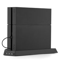 TNP PS4 (Original) Stand + Controller Charger + Cooling Fan + USB Hub - Vertical Dock Charging Station for DualShock Controller, External Cooler Fan, 3 USB Port Hub 4-in-1 Accessories [Playstation 4]