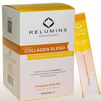 Relumins Premium Collagen Powder Blend Drink Mix - 100% Premium-Grade ActuMarine Collagen with Glutathione, Green Tea Extract and CoQ10 (Pineapple)