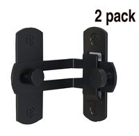Black 90 Degree Stainless Steel Latch Large Dedicated Door Lock Bolt Barn Door Right Angle Lock Flip Door Lock Curved Door Buckle (2 Pack)