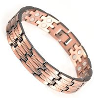 Magnetic Copper Bracelet for Men Double Magnets with 30pcs Strong Magnets Adjustable 21.5CM/13MM (Copper)