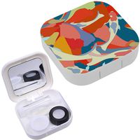 Portable Contact Lens Case Box Travel Kit Mirror + Bottle + Tweezers Container Holder [ Fish Koi Japanese ]