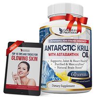 Antarctic Krill Oil – Best Pure Cold Pressed 1000mg / Serving Supplement with Extra Strength Lemon Oil, Omega 3 & Astaxanthin - 60 Beauty Pills per Bottle, 1 Month Supply for Men & Women