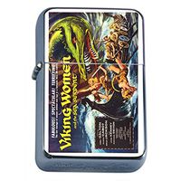 Silver Flip Top Oil Lighter Vintage Poster D-192 Viking Women and The Sea Serpent