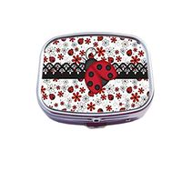 ScottGood Ladybug & Daisy Picture Pattern Custom Stainless Steel Pill Case Box for Medicine Organizer Holder