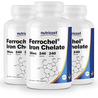 Nutricost Chelated Iron, As Ferrochel, 36mg, 240 Capsules (3 Bottles)