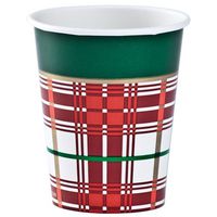 Hannah K. Christmas 12-Pack 9-Ounce Plaid Hot and Cold Paper Cup, Full