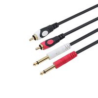 Dual 1/4 inch 2 x 6.35mm TS Mono Male Jack to Dual RCA male Audio Cable,Tan QY for Phono Microphone Mic Mixer Amplifier,RCA Audio Wire Cords, Interconnect Cable (8M/25Ft)
