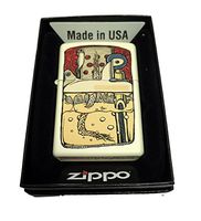 Zippo Custom Lighter - Zippo Guts Illustration - Regular Cream Matte