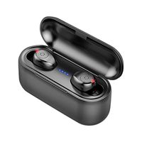 Yukuai True Wireless Bluetooth TWS Headphones BT 5.0 Sports Waterproof Invisible in Ear, Noise Cancelling Stereo Earphone Car Headset with 2000mAh Charging Box (Black)