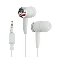 US American Flag Waving United States USA Novelty in-Ear Earbud Headphones - White