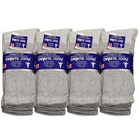 Falari Unisex Diabetic Socks Crew (12 Pairs ) 9-11, 10-13, 13-15, Black, Grey, White