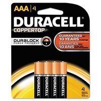 Duracell MN2400B4Z CopperTop Alkaline Batteries, AAA, 4/PK