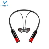 LYMOC Wireless Headset,Bluetooth Headphone Neckband Noise Cancelling Foldable Earpieces HiFi Stereo Megnet Metal Sports Waterproof Earphone 15Hr Playtime w/Mic for iPhone XiaoMi Samsung (Red)