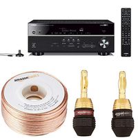 Yamaha RX-V685BL 7.2-Channel 4K Ultra HD AV Receiver with Wi-Fi Bluetooth and MusicCast with 16-Gauge Speaker Wire - 100 Feet and Banana Plugs - 6 pairs
