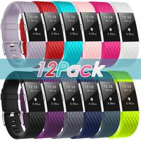 ZEROFIRE Bands Compatible for Fitbit Charge 2, Replacement Adjustable Sport Bands for Charge 2 Heart Rate Fitness Wristbands, Women Men, 12 Pack