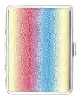Cigarette Case Metal Leatherete Rainbow Colors Holder Smoke Regular Size Tobacco