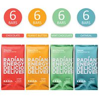 REDD Plant Based Protein Bar - 24 Bars - 6 Chocolate, 6 Peanut Butter, 6 Oatmeal, 6 Mint Chocolate - Gluten Free, Vegan, Low Sugar, High Fiber, Probiotics