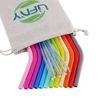 LIFNY 12Pcs REGULAR SIZE Silicone Straws Reusable Straws for 30&20 OZ Yeti/Rtic/Ozark Tumblers + 6Pcs Brushes+ 1 Linen Pouch