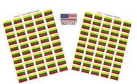 Made in USA! 100 Country Flag 1.5" x 1" Self Adhesive World Flag Scrapbook Stickers, Two Sheets of 50, 100 International Sticker Decal Flags Total (Lithuania)