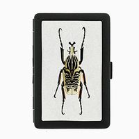 Perfection In Style Black Color Metal Cigarette Case Vintage Insects Design 005