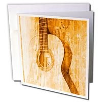 3dRose Earth Orange Guitar Music Instruments - Greeting Cards, 6 x 6 inches, set of 6 (gc_29322_1)