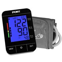 Digital Blood Pressure Monitor by P OR T: Backlit LCD Large Display, Adjustable Cuff, Automatic and Easy to Use, Battery Operated and Portabl e, Memory Function for 2 Users, with Heartbeat Monitor