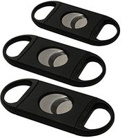 Prestige Import Group Large Black ABS Plastic Double Black Guillotine Cigar Cutter - Cuts up to 60 Ring Gauge - 3 Pack