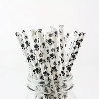 IPALMAY 100 Count Paw Print Biodegradable Drinking Paper Straws, 20CM Straw for Party, Home Supply