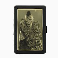 Perfection In Style Black Color Metal Cigarette Case Vintage Creepy Clowns Design 006