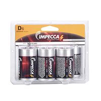 IMPECCA D Cell Batteries, LR20 (6-Pack) Everyday All Purpose Alkaline Battery, High Performance, Long Lasting Shelf Life, and Leak Resistant, D Size Battery, 6-Count - Platinum Series