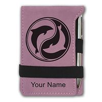 Mini Notepad, Dolphin Yin Yang, Personalized Engraving Included (Pink)