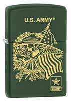 Zippo Lighter: U.S. Army, Eagle and Flag - Green Matte 77658