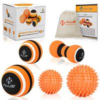 HJJS Massage Ball Set for Myofascial Release, Trigger Point Therapy, Muscle Knot Remover and Plantar Fasciitis with Instruction Book. (Set of 5)