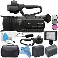 JVC GY-HM170UA 4KCAM Compact Professional Camcorder with Top Handle Audio Unit + BNV-F823 Replacement Lithium Ion Battery + Professional 160 LED Video Light Studio Series Bundle