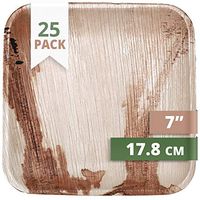 CaterEco Square Palm Leaf  Plates Set (Pack of 25) | Salad Plates | Ecofriendly Disposable Dinnerware | Heavy Duty Biodegradable Party Utensils for Wedding, Camping & More