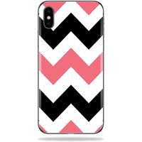 MightySkins Skin Compatible with Apple iPhone X - Black Pink Chevron | Protective, Durable, and Unique Vinyl Decal wrap Cover | Easy to Apply, Remove, and Change Styles | Made in The USA