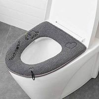 Efaster Toilet Seat Cover Pads with Zipper, Winter Warm Toilet Seat Cushion Mat, Washable Bathroom Soft Thick Toilet Lid Seat Cover Pads Toilet Lids Covers, Best Gift for Your Family (Black)