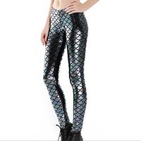 H.Coosy Practical;Cozy Europe and The United States Mermaid Fish Scales Multi-Color Multi-Color Bright Leather Leggings ML-2014 Symphony L